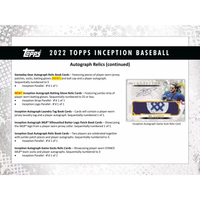 2022 Topps Inception Baseball Hobby BOX x1 (Personal Break)